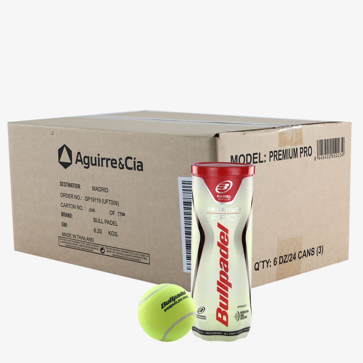 Bullpadel Premium Pro doos met 24 tubes van 3 padelballen